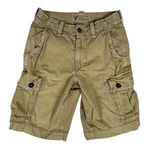 American Eagle Classic Cargo Shorts Khaki Brown Men's 28 Baggy Y2K Surf